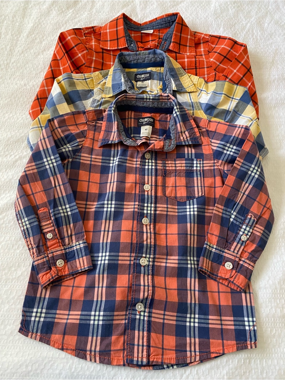 Gymboree Orange and Navy Plaid Button-Down Shirt